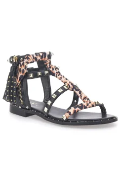 Sandali Neri Con Borchie e Foulard Me & Me 660-ME u0026 ME