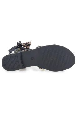 Sandali neri con borchie e lacci animalier Me & Me 1660-ME u0026 ME Hot