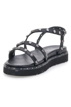 Sandali neri con borchie piatte Me & Me 1670-ME u0026 ME