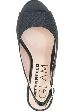 Sandali Neri Con Brillantini e Cinturino Sling-back 916-PITTARELLO GLAM Hot