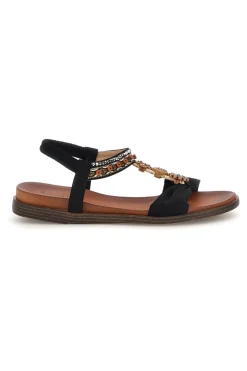 Sandali neri con dettagli gioiello e cinturino elasticizzato Quanna mel 560319-QUANNA MELL Discount