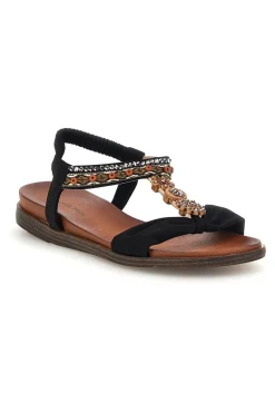 Sandali neri con dettagli gioiello e cinturino elasticizzato Quanna mel 560319-QUANNA MELL Discount