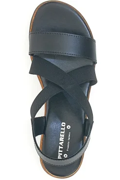 Sandali Neri con Elastici Frontali e Tomaia in Pelle 310570811-PITTARELLO Clearance