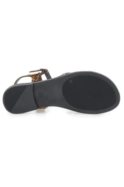 Sandali Neri con Fantasia Leopardata 5451-LE HAVRE PARIS New