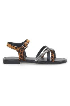 Sandali Neri con Fantasia Leopardata 5451-LE HAVRE PARIS New