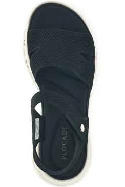 Sandali neri con fasce in tessuto suola comfort G80634-PLOCADI Sale