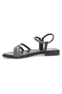 Sandali neri con fascette sottili e strass Me & Me 1703-ME u0026 ME Clearance