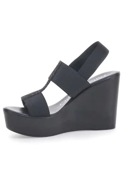 Sandali Neri con Glitter e Plateau 3132/J1054-MIO TEMPO New