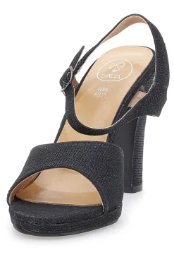 Sandali neri con glitter e tacco alto 89892-GALIA Clearance