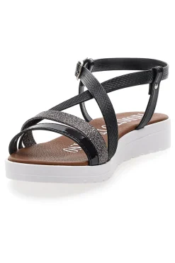 Sandali Neri con Glitter 8864-MIO TEMPO Outlet