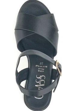 Sandali neri con plateau e cinturino Made in Italy 57246-PITTARELLO CLASS Hot