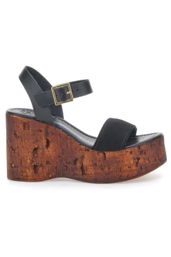 Sandali Neri con Platform Effetto Legno e Tomaia in Pelle 5906/P-PITTARELLO LOVE Best