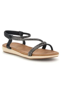 Sandali neri con strass e cinturino elasticizzato Cafe' cost 80965-CAFÈ COST Online