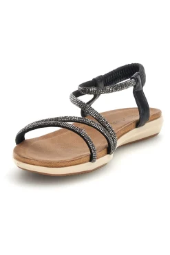 Sandali neri con strass e cinturino elasticizzato Cafe' cost 80965-CAFÈ COST Online