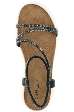 Sandali neri con strass e cinturino elasticizzato Cafe' cost 80965-CAFÈ COST Online