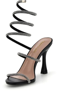 Sandali neri con strass e laccio a spirale P711-FIRST LADY Sale