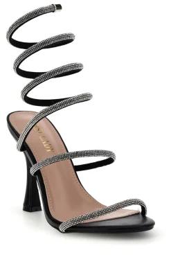 Sandali neri con strass e laccio a spirale P711-FIRST LADY Sale