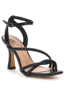 Sandali neri con strass e tacco alto 1625-MON DIEU Outlet