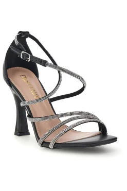 Sandali neri con strass P692-FIRST LADY