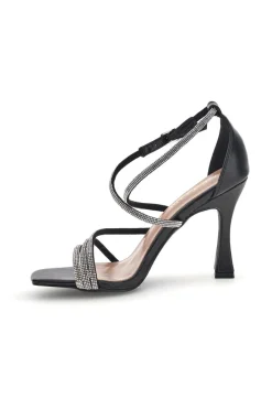 Sandali neri con strass P692-FIRST LADY