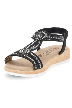 Sandali neri con strass LR263702-MIO TEMPO
