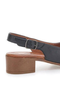 Sandali Neri con Tacco a Blocco e Tomaia in Pelle 243065-PITTARELLO LOOK Sale