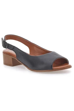 Sandali Neri con Tacco a Blocco e Tomaia in Pelle 243065-PITTARELLO LOOK Sale