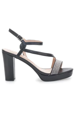 Sandali Neri con Tacco Alto e Fascia con Glitter P542-FIRST LADY Clearance