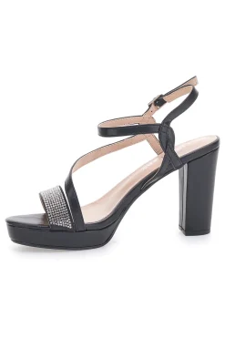 Sandali Neri con Tacco Alto e Fascia con Glitter P542-FIRST LADY Clearance