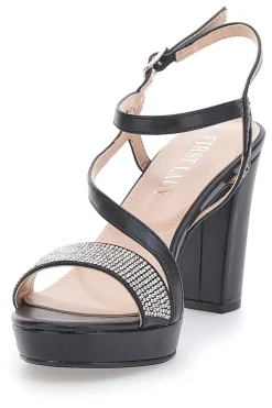 Sandali Neri con Tacco Alto e Fascia con Glitter P542-FIRST LADY Clearance