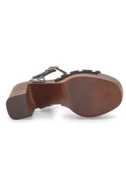 Sandali Neri con Tacco Alto Effetto Legno 35021-PITTARELLO LOVE Online