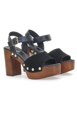 Sandali Neri con Tacco Alto Effetto Legno 35021-PITTARELLO LOVE Online
