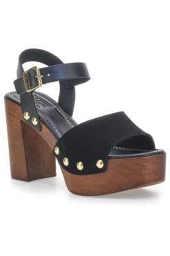 Sandali Neri con Tacco Alto Effetto Legno 35021-PITTARELLO LOVE Online