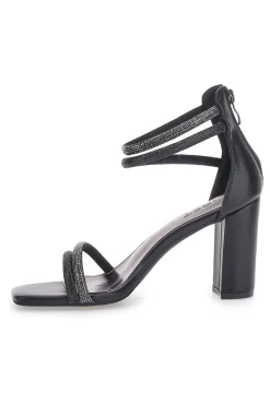 Sandali Neri Con Tacco Alto e Strass 254-THE FIRST Discount