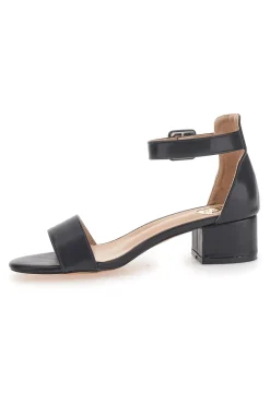 Sandali neri con tacco basso e cinturino 283-LE HAVRE PARIS Clearance