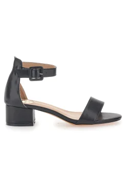 Sandali neri con tacco basso e cinturino 283-LE HAVRE PARIS Clearance