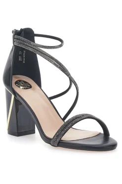 Sandali neri con tacco e strass 237-LE HAVRE PARIS Best