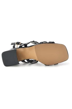 Sandali neri con tacco largo e cinturino 9739-LAURA BIAGIOTTI Clearance