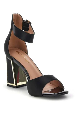 Sandali neri con tacco largo e cinturino P698-FIRST LADY Online