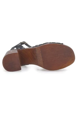 Sandali neri con tacco largo e borchiette 9086-PITTARELLO LOVE Outlet