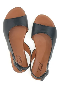Sandali Neri con Tomaia in Pelle e Tacco Basso 225110-PITTARELLO LOOK Outlet