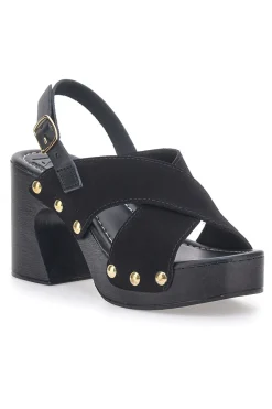 Sandali Neri con Tomaia in Pelle e Tacco a Coda 5850-PITTARELLO LOVE Discount