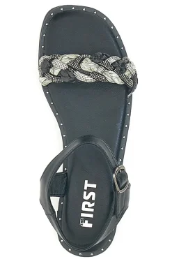 Sandali Neri con Treccia 92119-THE FIRST Discount