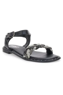 Sandali Neri con Treccia 92119-THE FIRST Discount