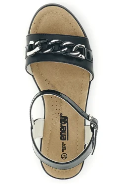Sandali Neri con zeppa e catena decorativa E486-ENERGY Best