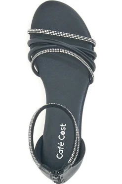 Sandali neri eleganti con cinturino gioiello CAFÉ COST W6-CAFÈ COST Clearance