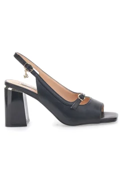 Sandali Neri Eleganti con Tacco Largo e Dettaglio Gioiello 51161-MARIELLA BURANI Outlet