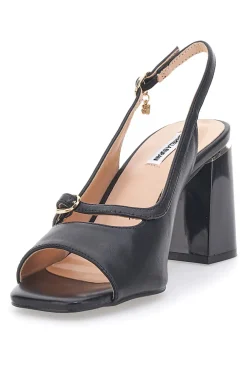Sandali Neri Eleganti con Tacco Largo e Dettaglio Gioiello 51161-MARIELLA BURANI Outlet