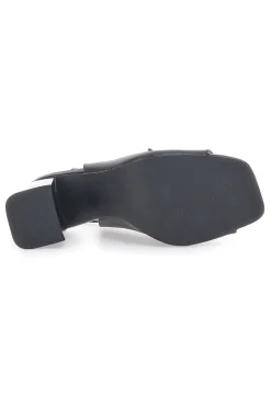 Sandali Neri Eleganti con Tacco Largo e Dettaglio Gioiello 51161-MARIELLA BURANI Outlet