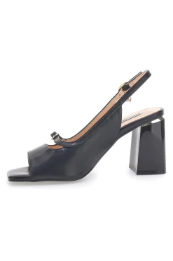 Sandali Neri Eleganti con Tacco Largo e Dettaglio Gioiello 51161-MARIELLA BURANI Outlet